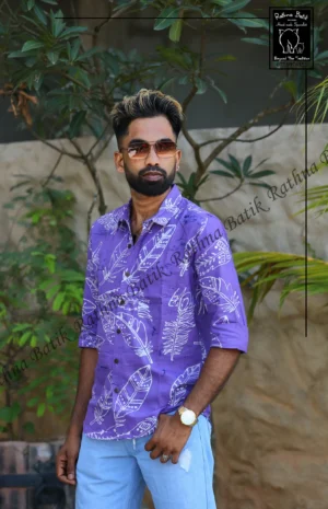 11150 Magenta Floral Cotton Batik Shirt