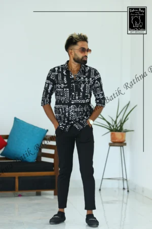 11166 Cosmic Nebula Black Batik Shirt