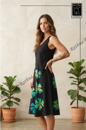 11226 Blue Flower Batik Party Frock